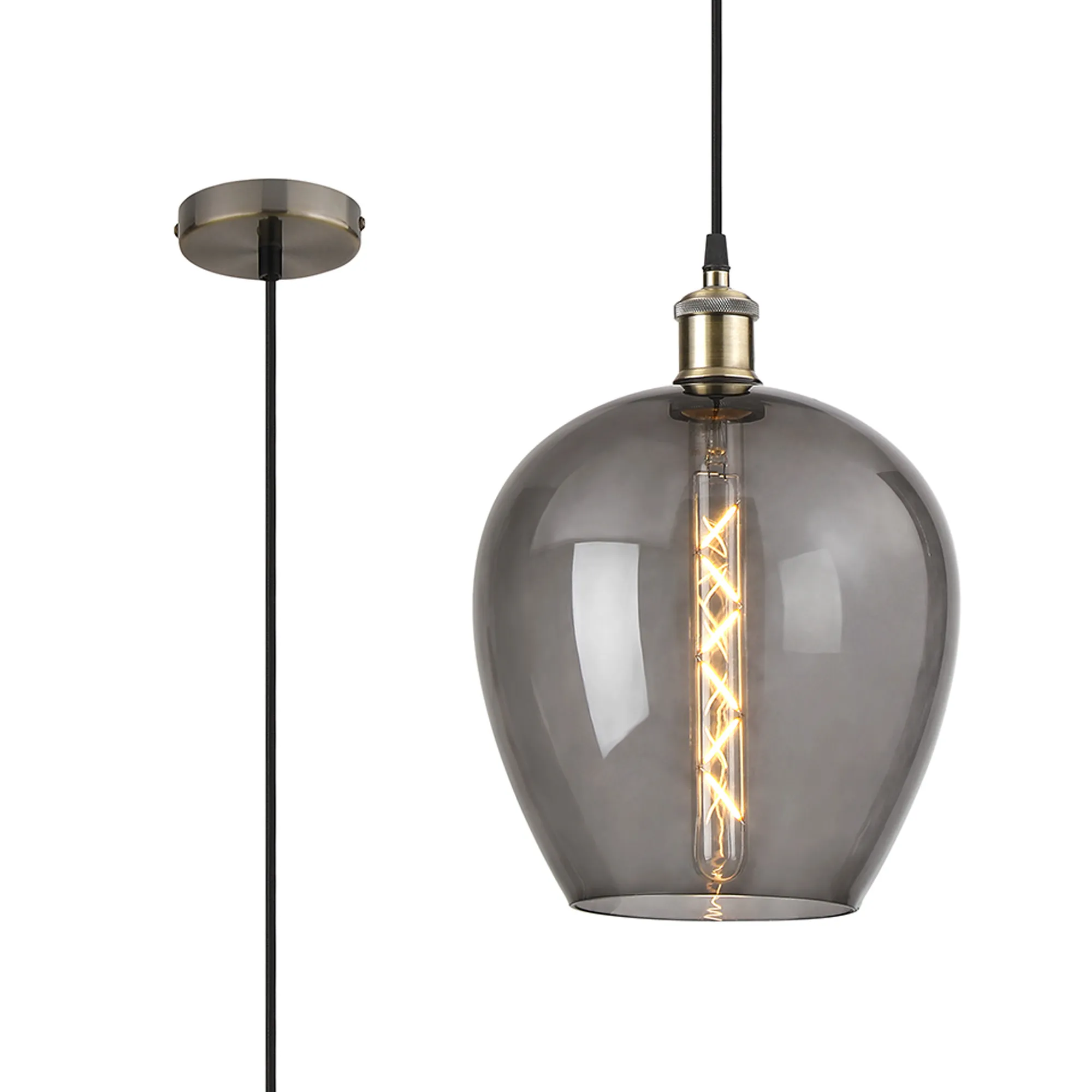 Cawdor Antique Brass Ceiling Lights Deco Single Pendant